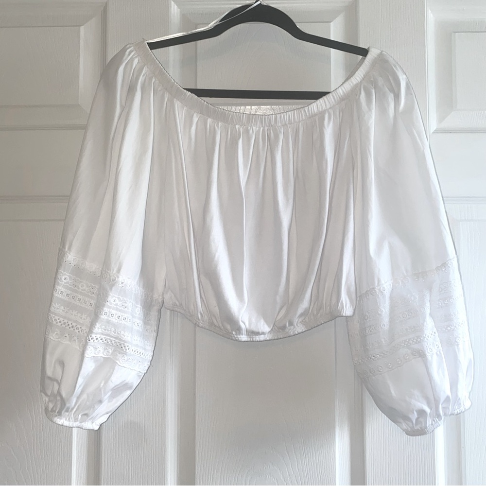 Industry Republic White Eyelet Sleeves Top